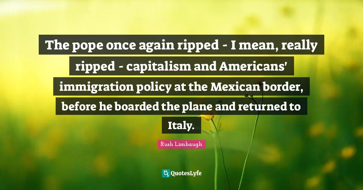 The pope once again ripped - I mean, really ripped - capitalism and Americans' immigration policy at the Mexican border, before he boarded the plane and returned to Italy.