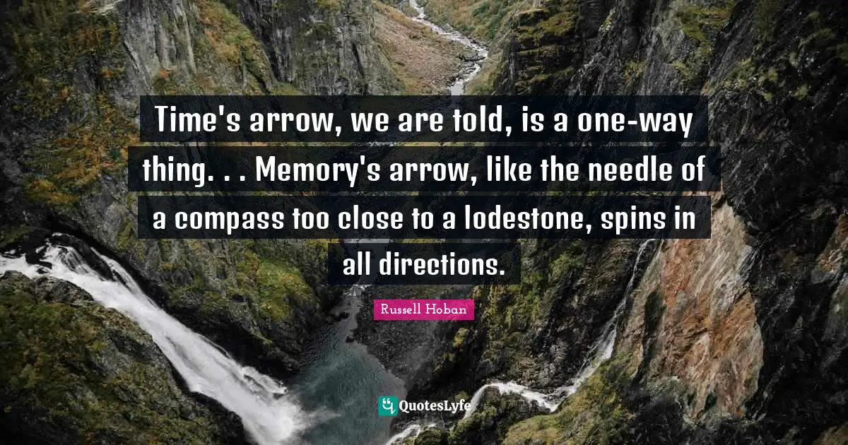 Time's arrow, we are told, is a one-way thing. . . Memory's arrow, like the needle of a compass too close to a lodestone, spins in all directions.