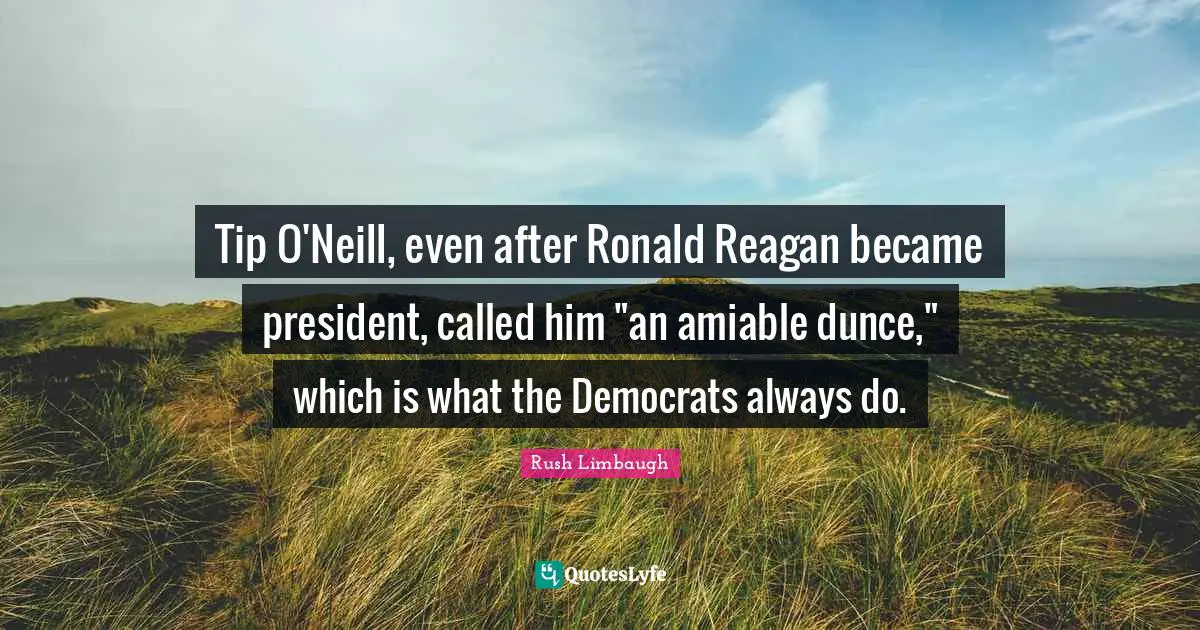 Tip O'Neill, even after Ronald Reagan became president, called him "an amiable dunce," which is what the Democrats always do.