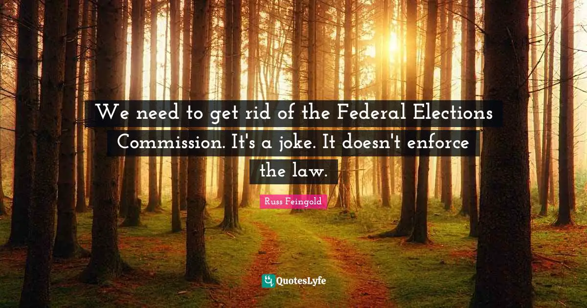 We need to get rid of the Federal Elections Commission. It's a joke. It doesn't enforce the law.