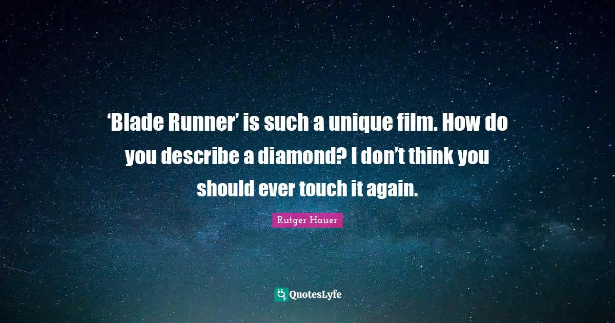 ‘Blade Runner’ is such a unique film. How do you describe a diamond? I don’t think you should ever touch it again.