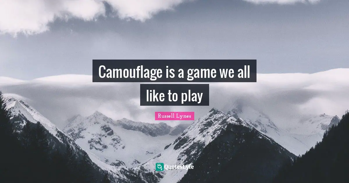 Camouflage is a game we all like to play