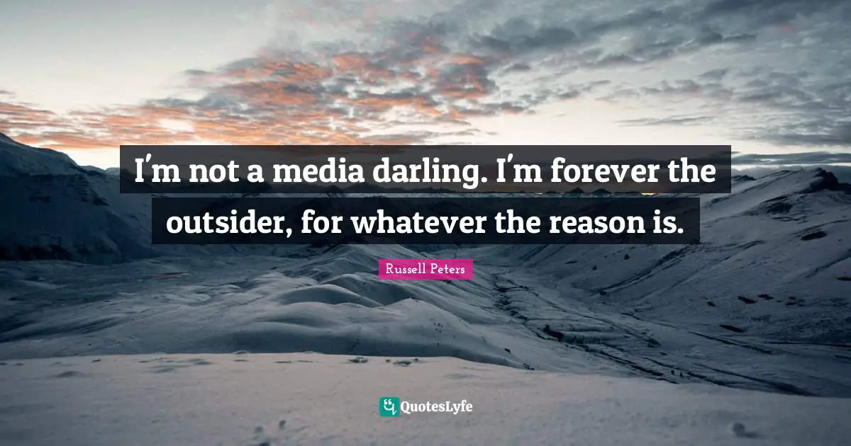 I'm not a media darling. I'm forever the outsider, for whatever the reason is.