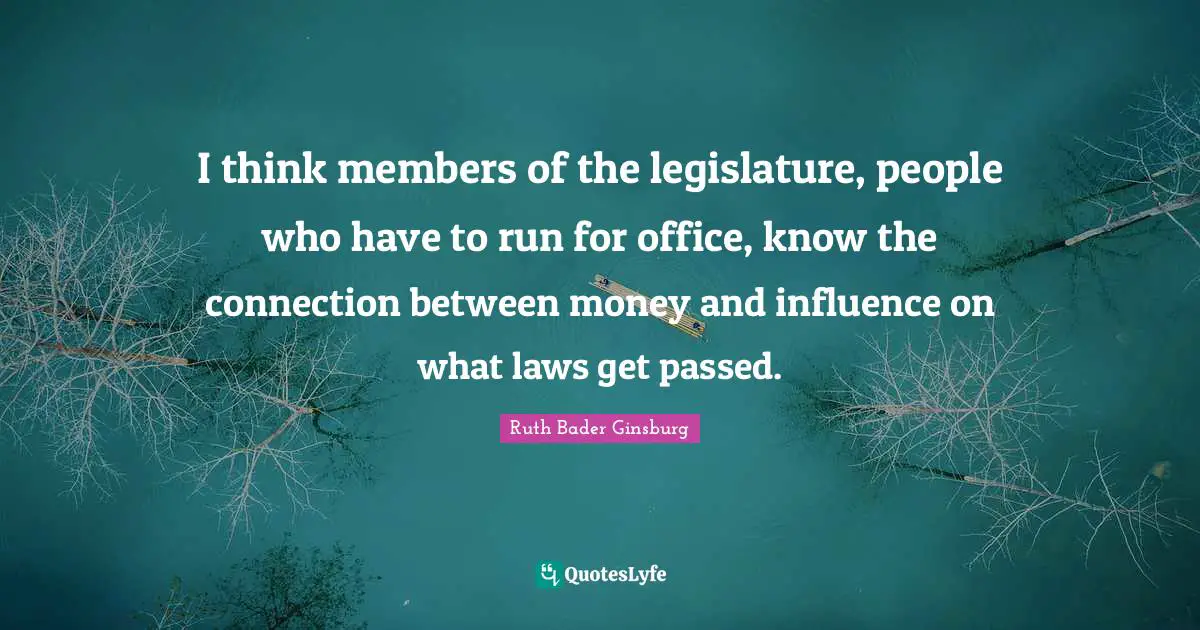 I think members of the legislature, people who have to run for office, know the connection between money and influence on what laws get passed.