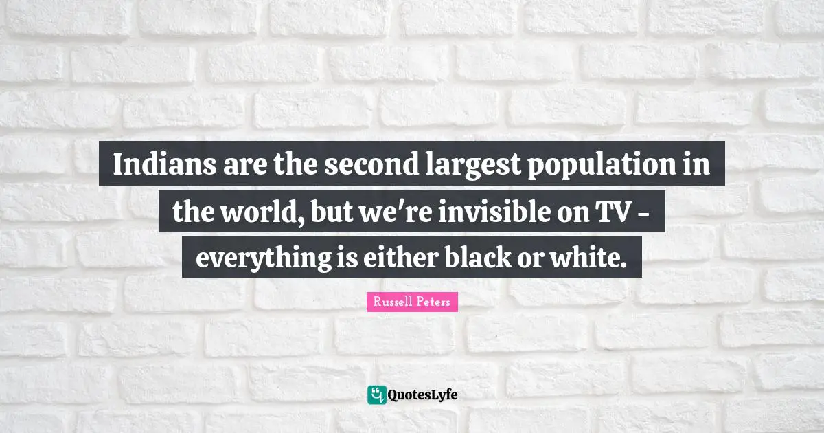 Indians are the second largest population in the world, but we're invisible on TV - everything is either black or white.