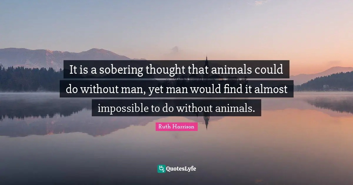 It is a sobering thought that animals could do without man, yet man would find it almost impossible to do without animals.