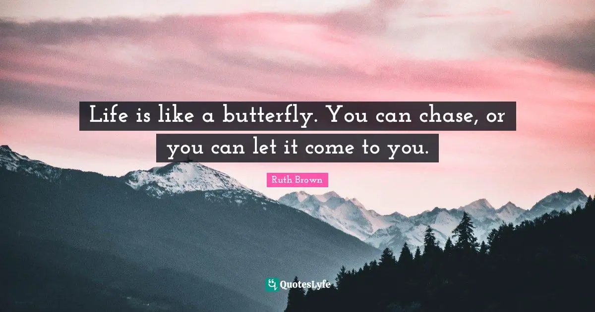 Life is like a butterfly. You can chase, or you can let it come to you.