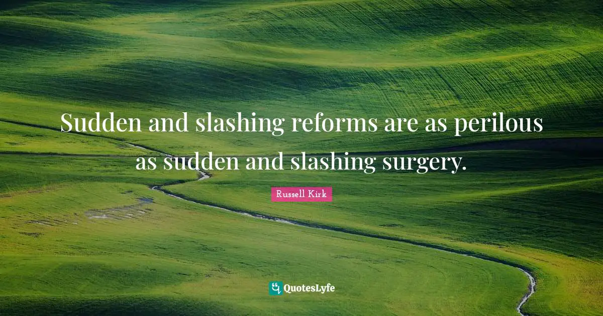 Sudden and slashing reforms are as perilous as sudden and slashing surgery.