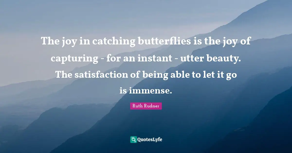 The joy in catching butterflies is the joy of capturing - for an instant - utter beauty. The satisfaction of being able to let it go is immense.