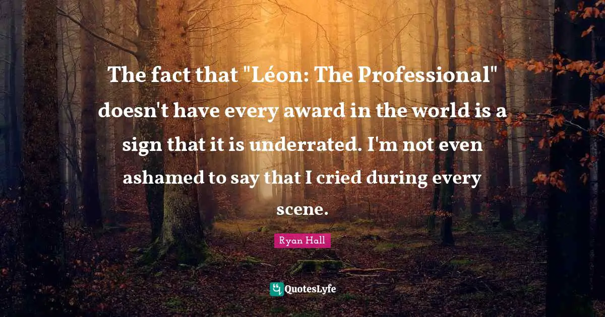 The fact that "Léon: The Professional" doesn't have every award in the world is a sign that it is underrated. I'm not even ashamed to say that I cried during every scene.