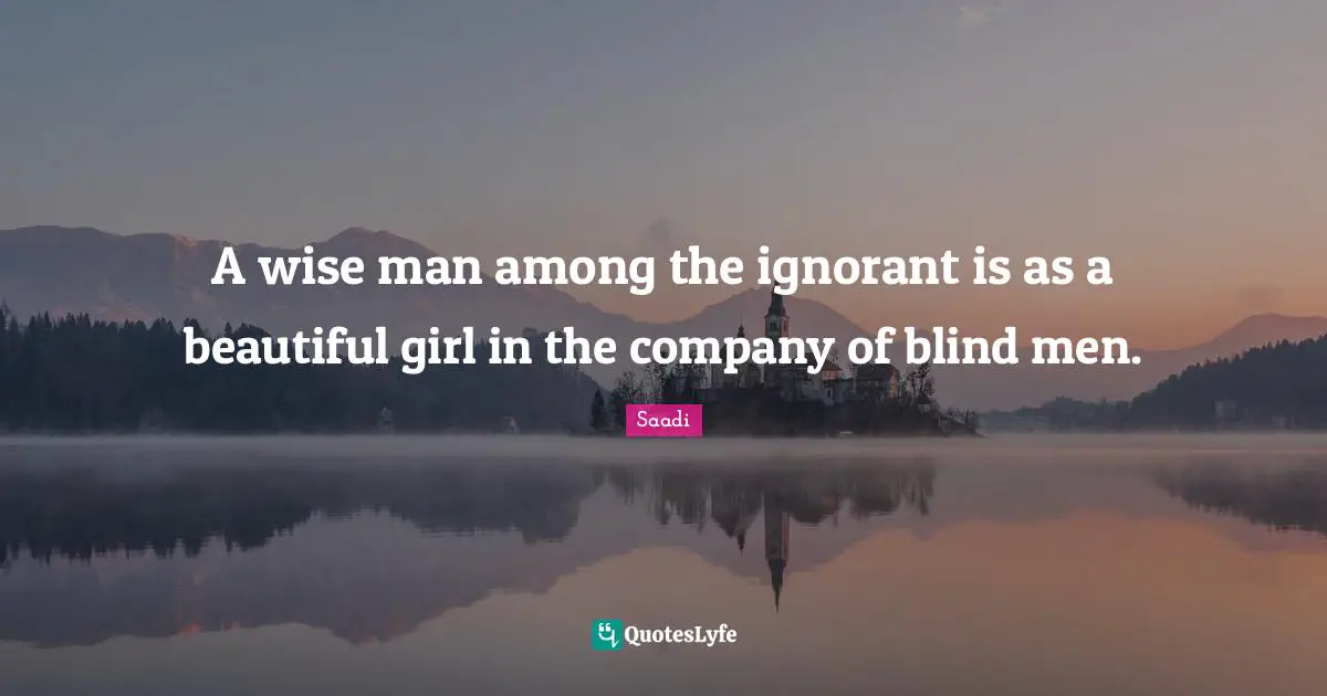 Girl Quotes: "A wise man among the ignorant is as a beautiful girl in the company of blind men."