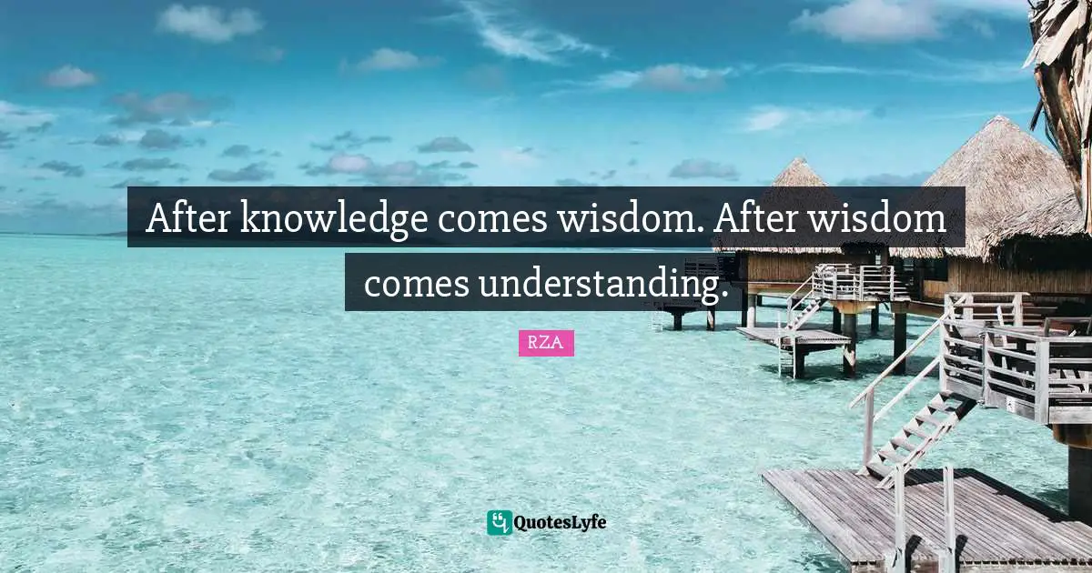 After knowledge comes wisdom. After wisdom comes understanding.