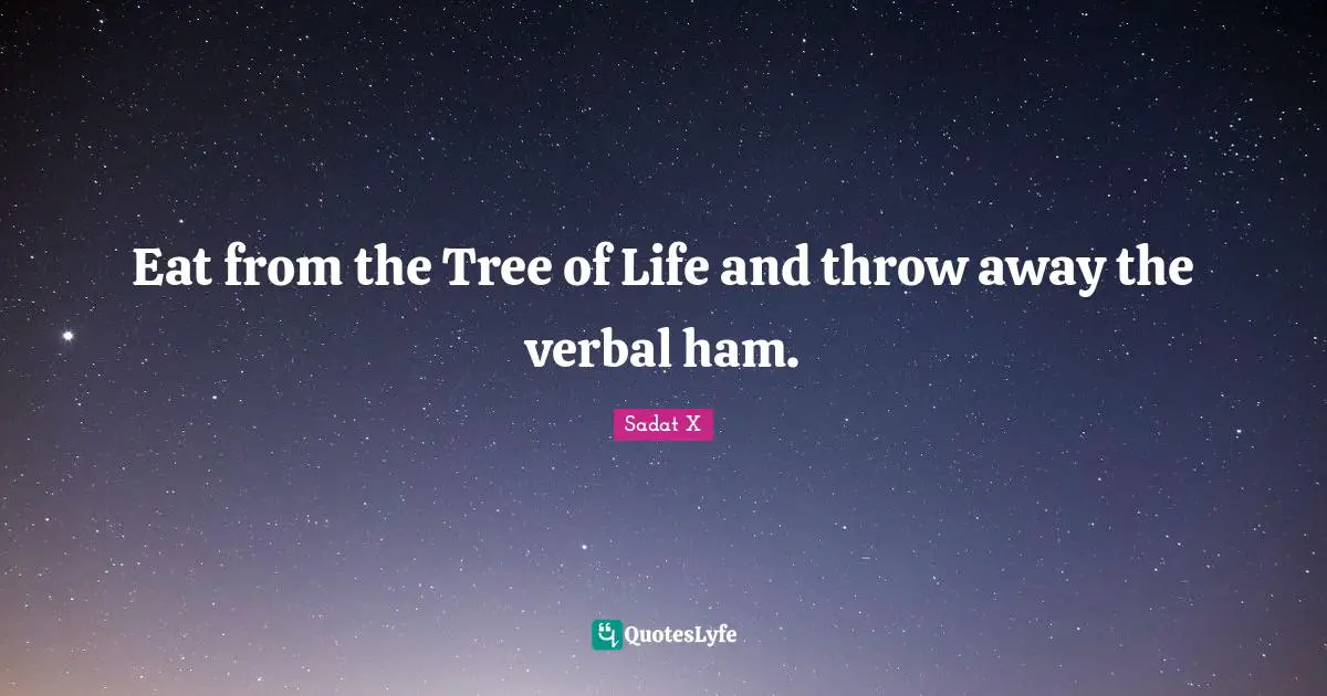 Eat from the Tree of Life and throw away the verbal ham.