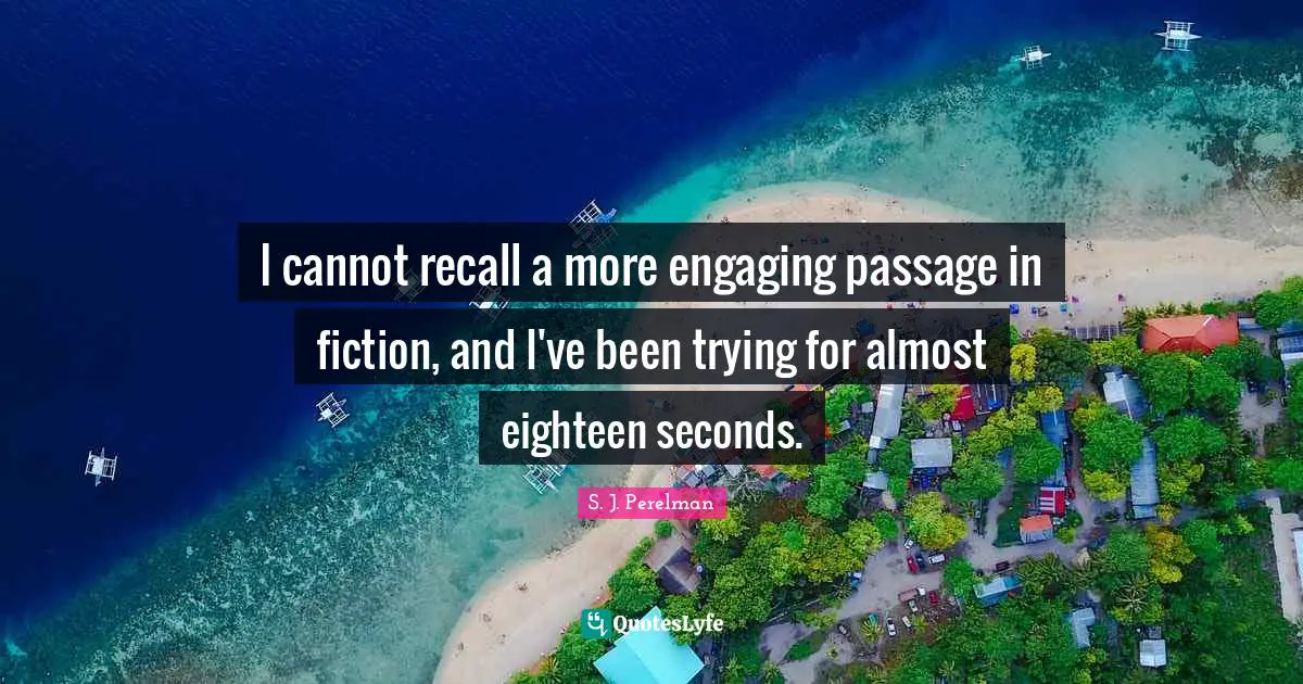 I cannot recall a more engaging passage in fiction, and I've been trying for almost eighteen seconds.