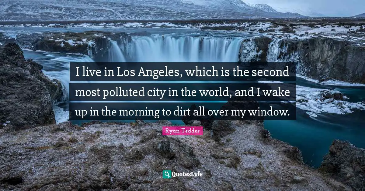 I live in Los Angeles, which is the second most polluted city in the world, and I wake up in the morning to dirt all over my window.