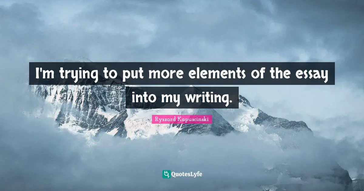 I'm trying to put more elements of the essay into my writing.