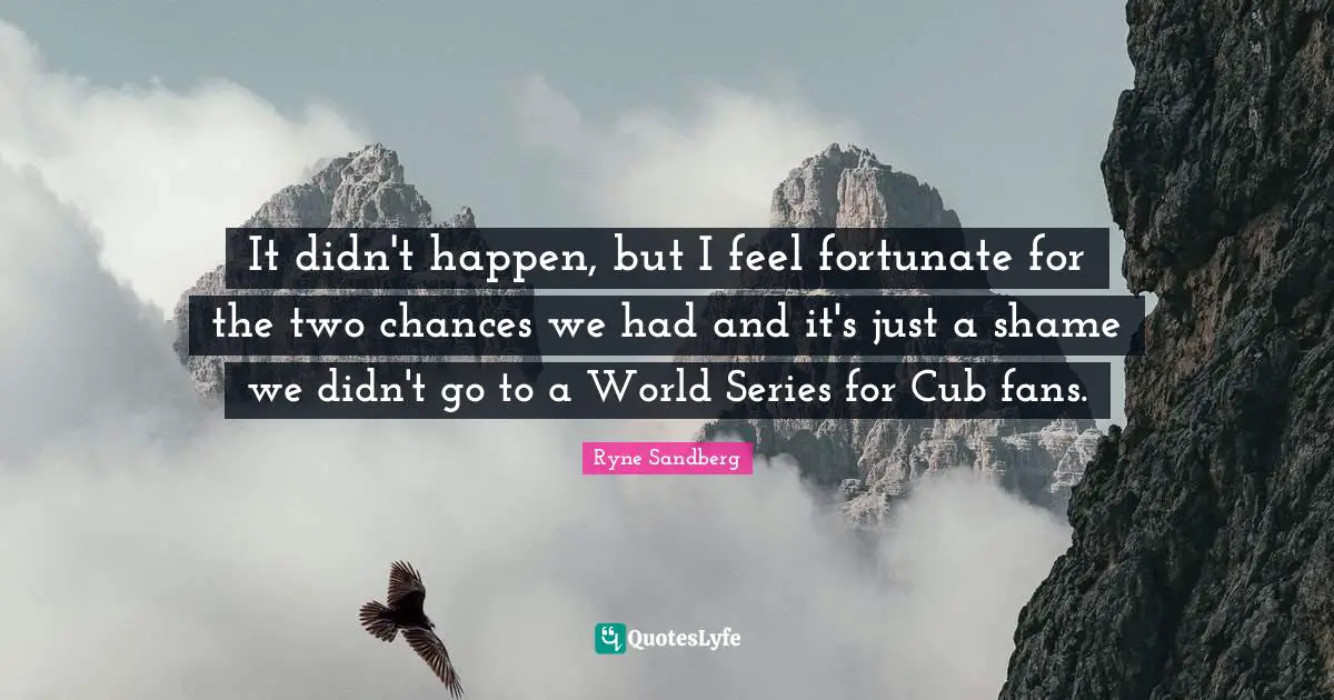 Series Quotes: "It didn't happen, but I feel fortunate for the two chances we had and it's just a shame we didn't go to a World Series for Cub fans."