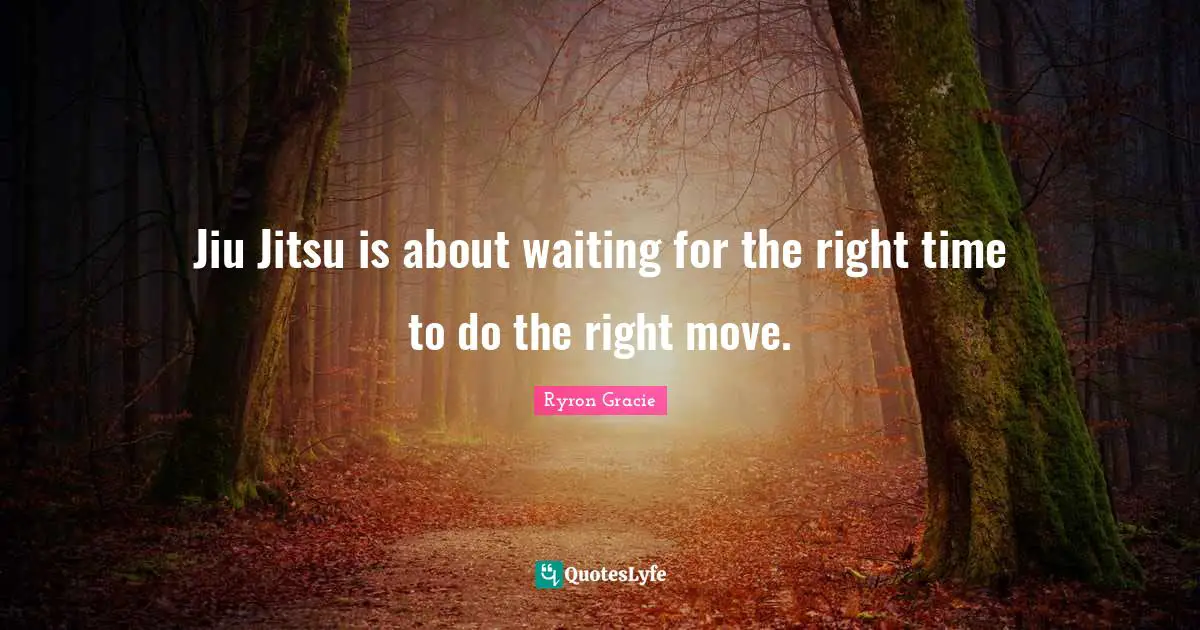 Jiu Jitsu is about waiting for the right time to do the right move.