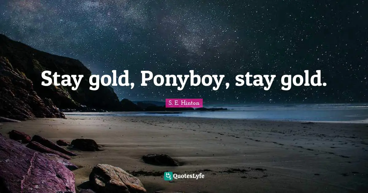 S.E. Hinton Quotes: "Stay gold, Ponyboy, stay gold."