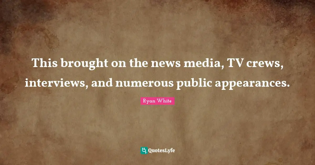 This brought on the news media, TV crews, interviews, and numerous public appearances.