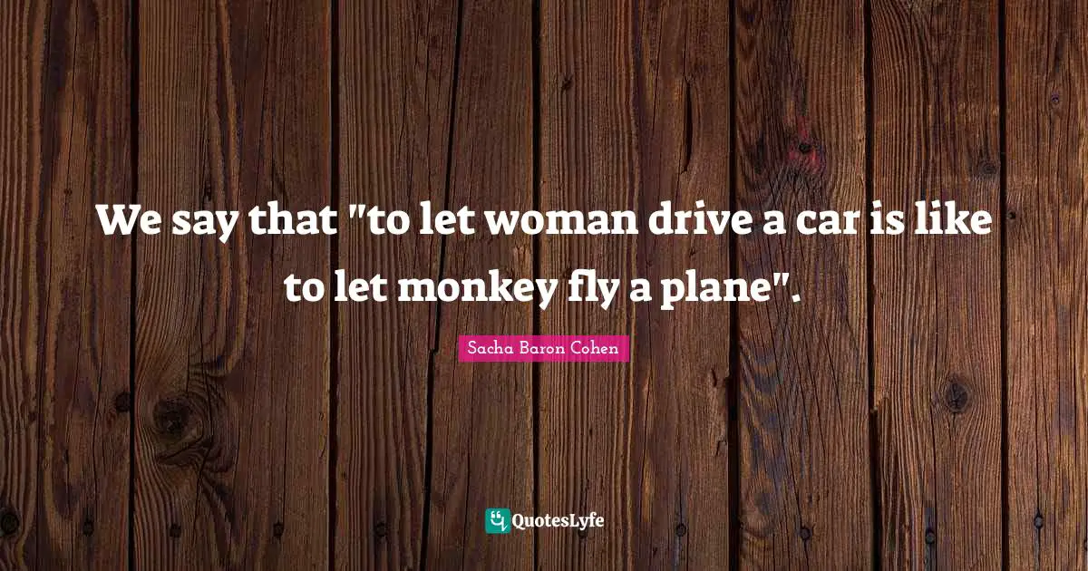 We say that "to let woman drive a car is like to let monkey fly a plane".