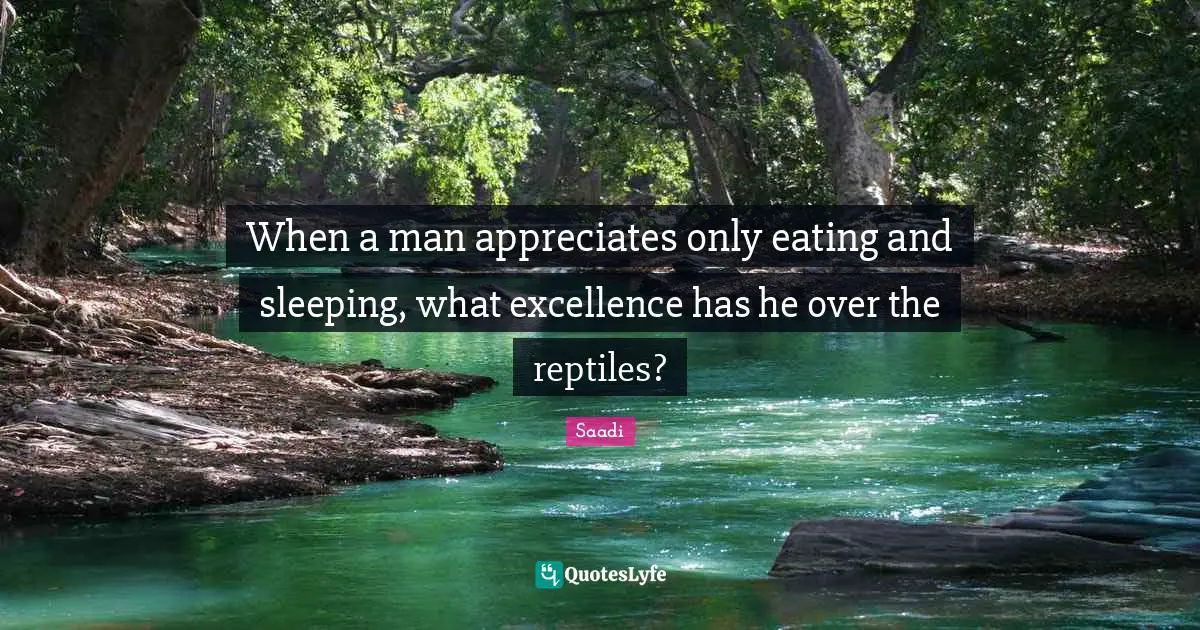 Eating Quotes: "When a man appreciates only eating and sleeping, what excellence has he over the reptiles?"