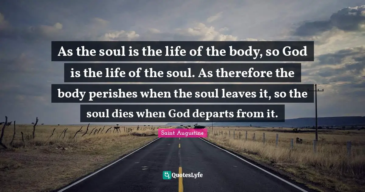 As the soul is the life of the body, so God is the life of the soul. As therefore the body perishes when the soul leaves it, so the soul dies when God departs from it.