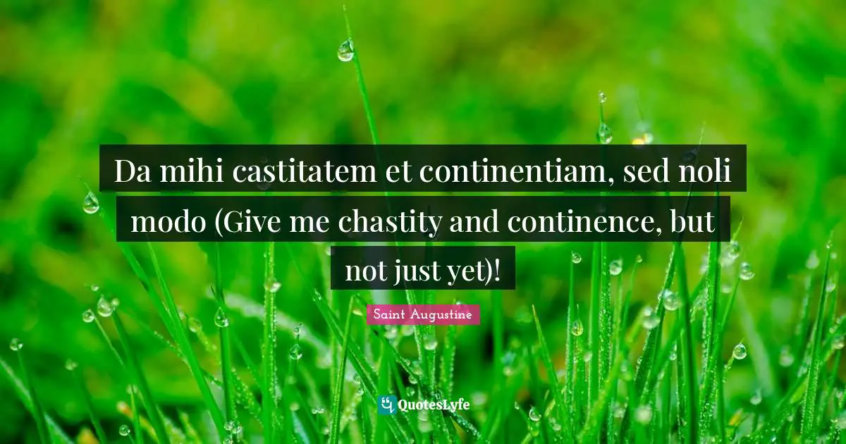 Da mihi castitatem et continentiam, sed noli modo (Give me chastity and continence, but not just yet)!