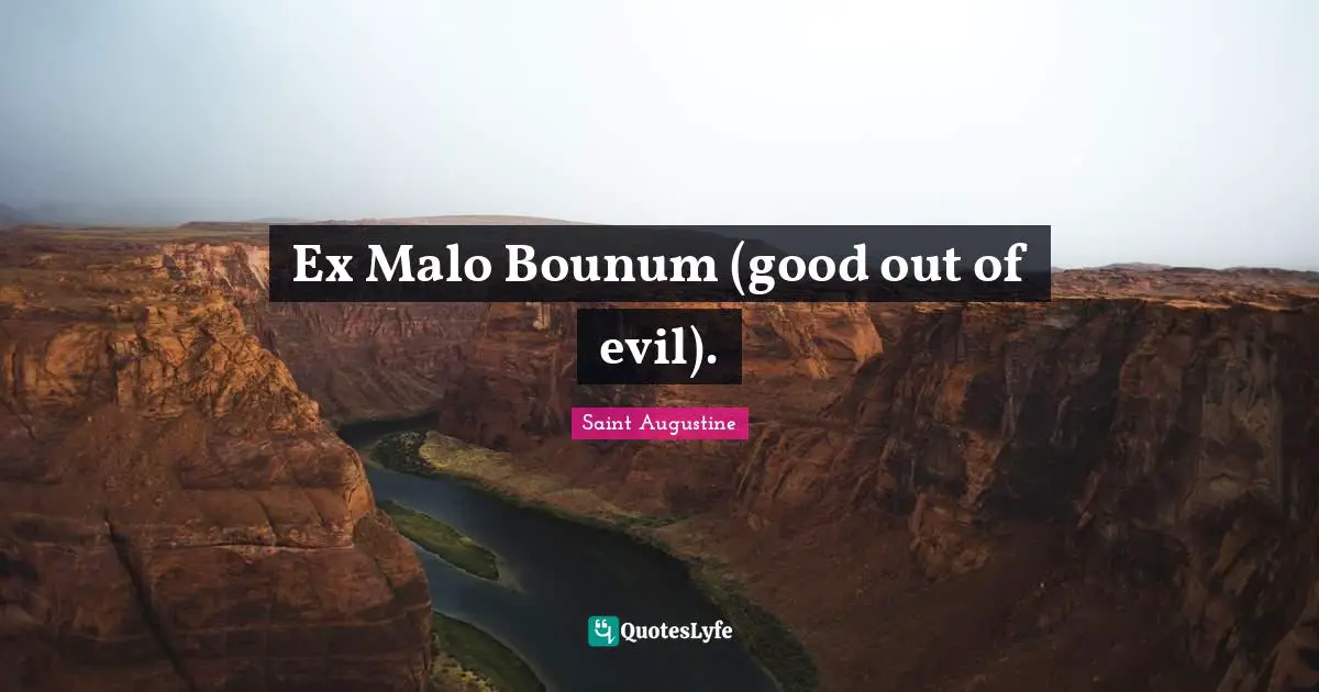 Ex Malo Bounum (good out of evil).