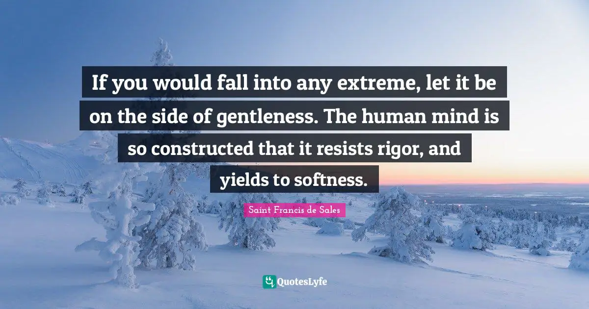 Human Mind Quotes: "If you would fall into any extreme, let it be on the side of gentleness. The human mind is so constructed that it resists rigor, and yields to softness."