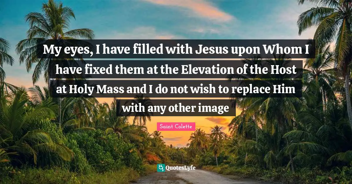 My eyes, I have filled with Jesus upon Whom I have fixed them at the Elevation of the Host at Holy Mass and I do not wish to replace Him with any other image