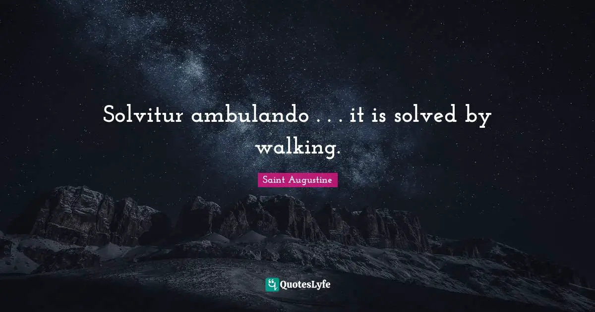 Solvitur ambulando . . . it is solved by walking.