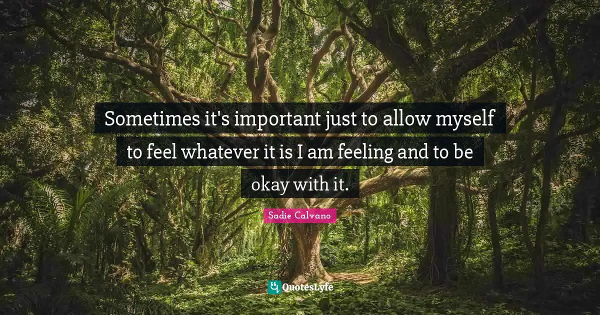 Sometimes it's important just to allow myself to feel whatever it is I am feeling and to be okay with it.