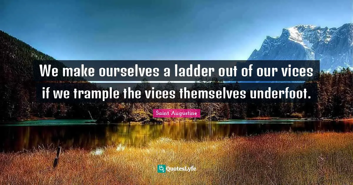 We make ourselves a ladder out of our vices if we trample the vices themselves underfoot.