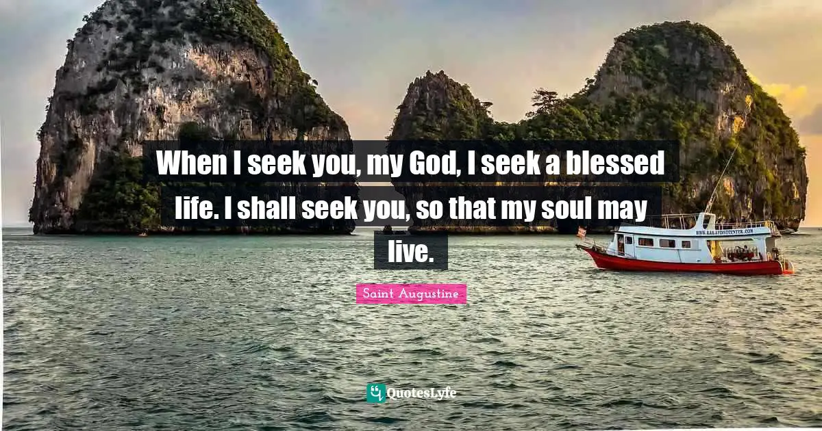 When I seek you, my God, I seek a blessed life. I shall seek you, so that my soul may live.