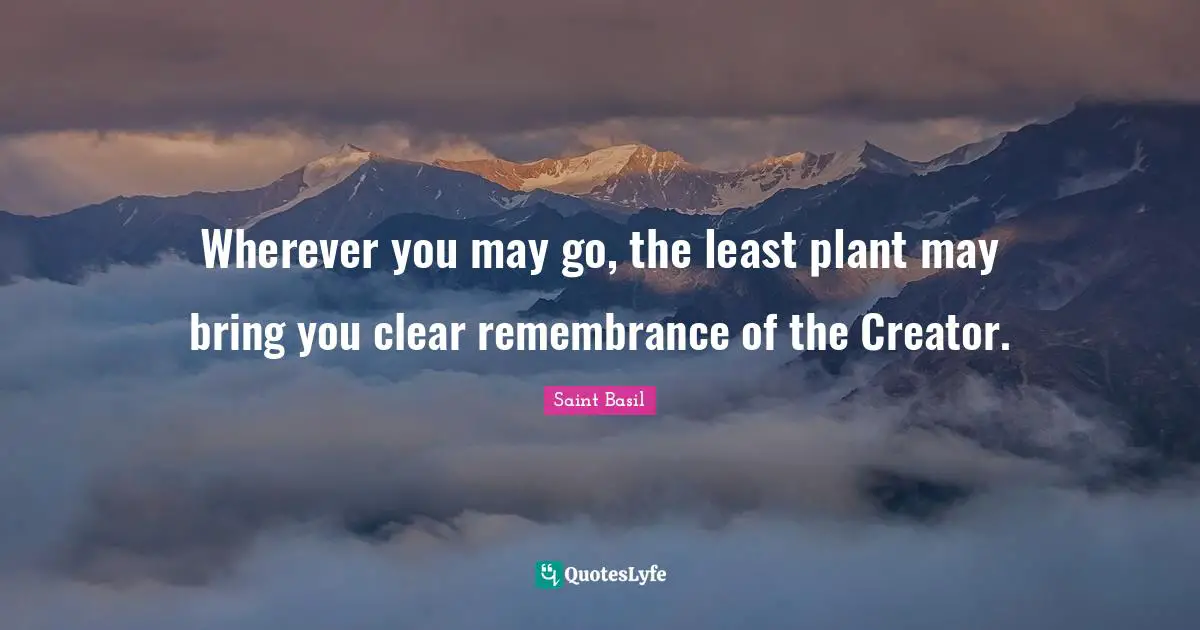 Saint Basil Quotes: "Wherever you may go, the least plant may bring you clear remembrance of the Creator."