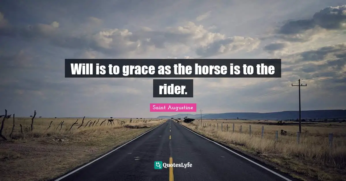Will is to grace as the horse is to the rider.