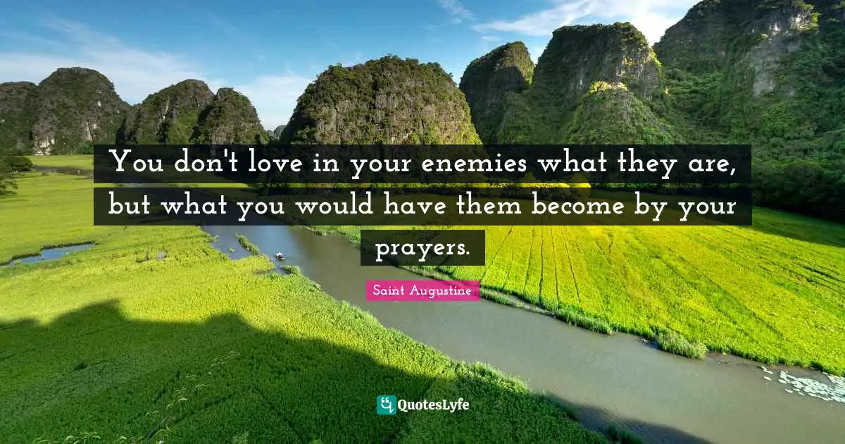 You don't love in your enemies what they are, but what you would have them become by your prayers.