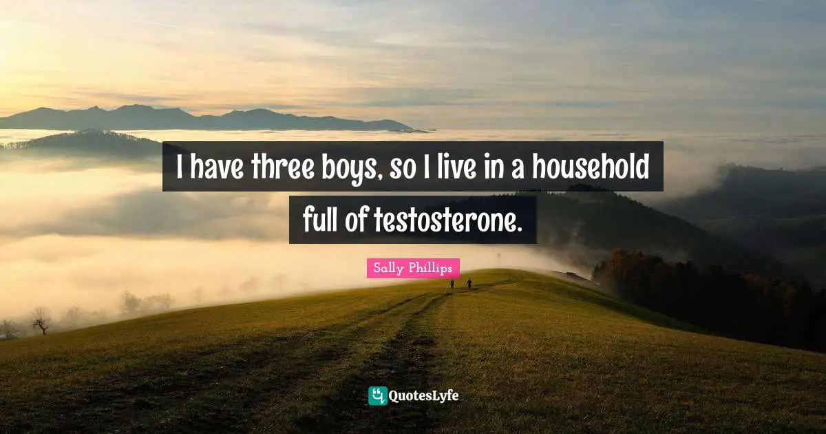 I have three boys, so I live in a household full of testosterone.