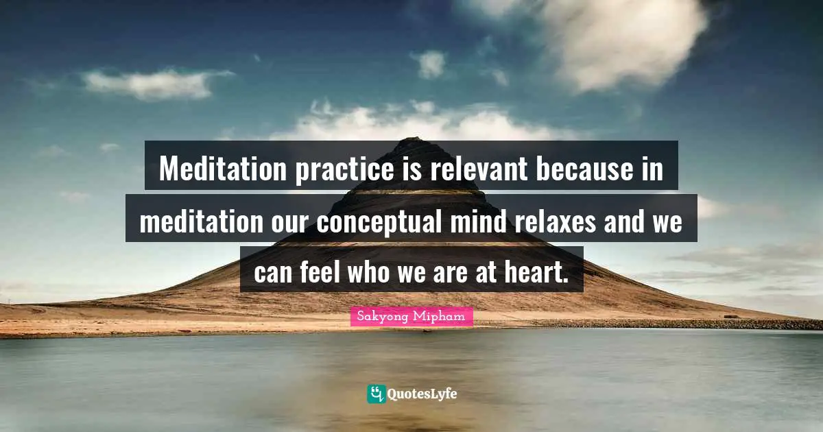 Meditation practice is relevant because in meditation our conceptual mind relaxes and we can feel who we are at heart.