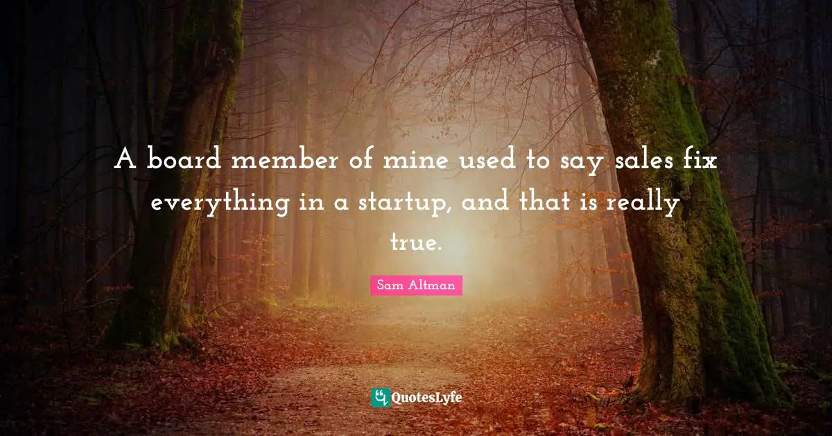 A board member of mine used to say sales fix everything in a startup, and that is really true.