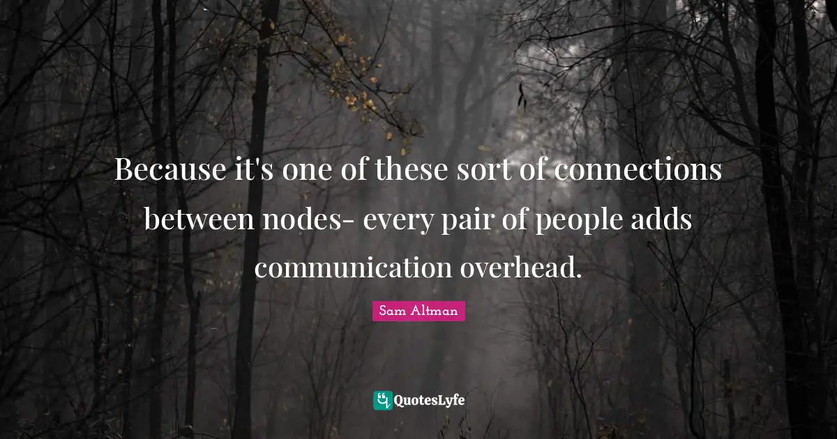 Because it's one of these sort of connections between nodes- every pair of people adds communication overhead.
