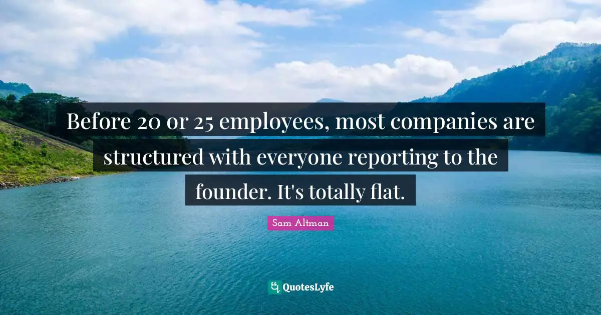 Before 20 or 25 employees, most companies are structured with everyone reporting to the founder. It's totally flat.