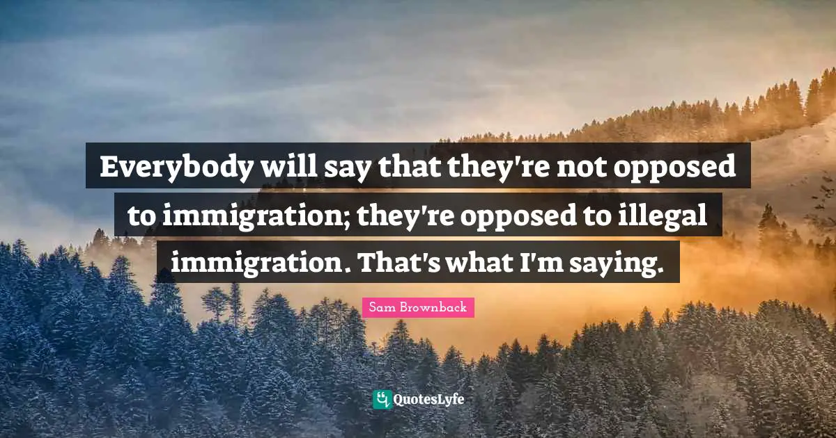 Everybody will say that they're not opposed to immigration; they're opposed to illegal immigration. That's what I'm saying.