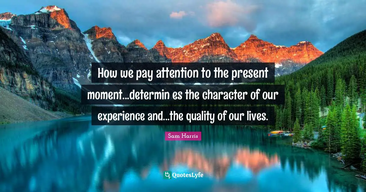 Pay Attention Quotes: "How we pay attention to the present moment...determin es the character of our experience and...the quality of our lives."