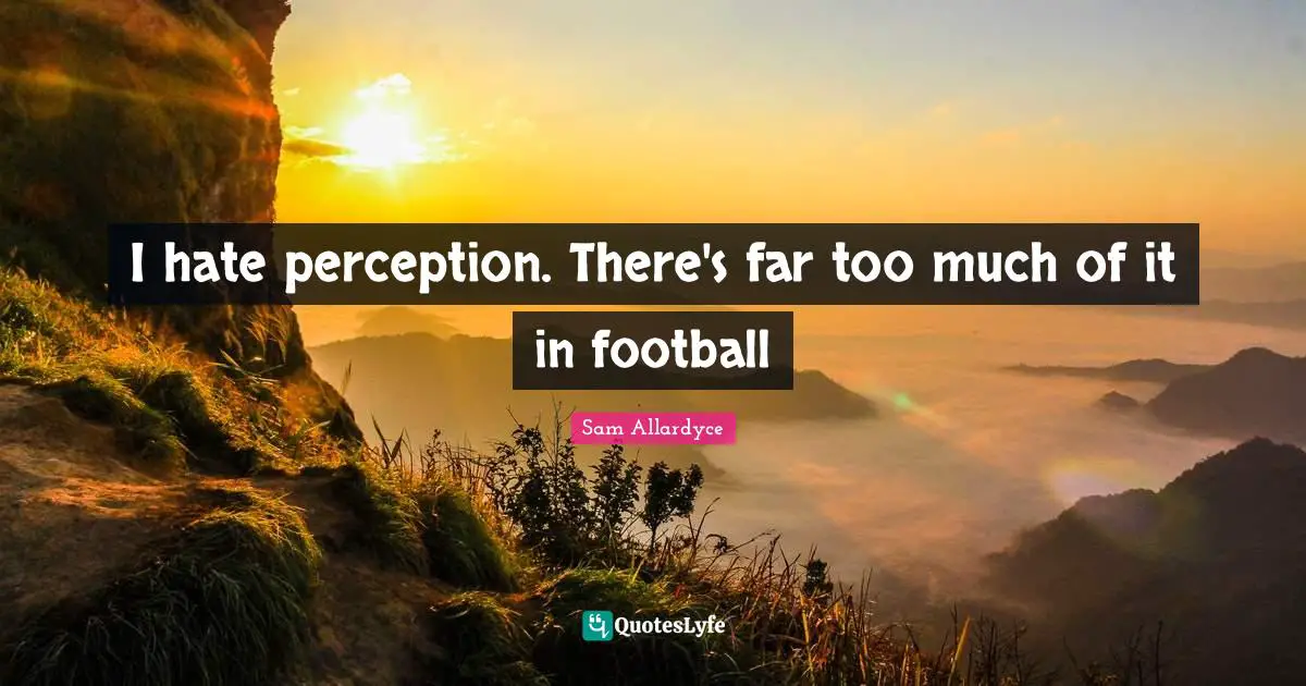 I hate perception. There's far too much of it in football