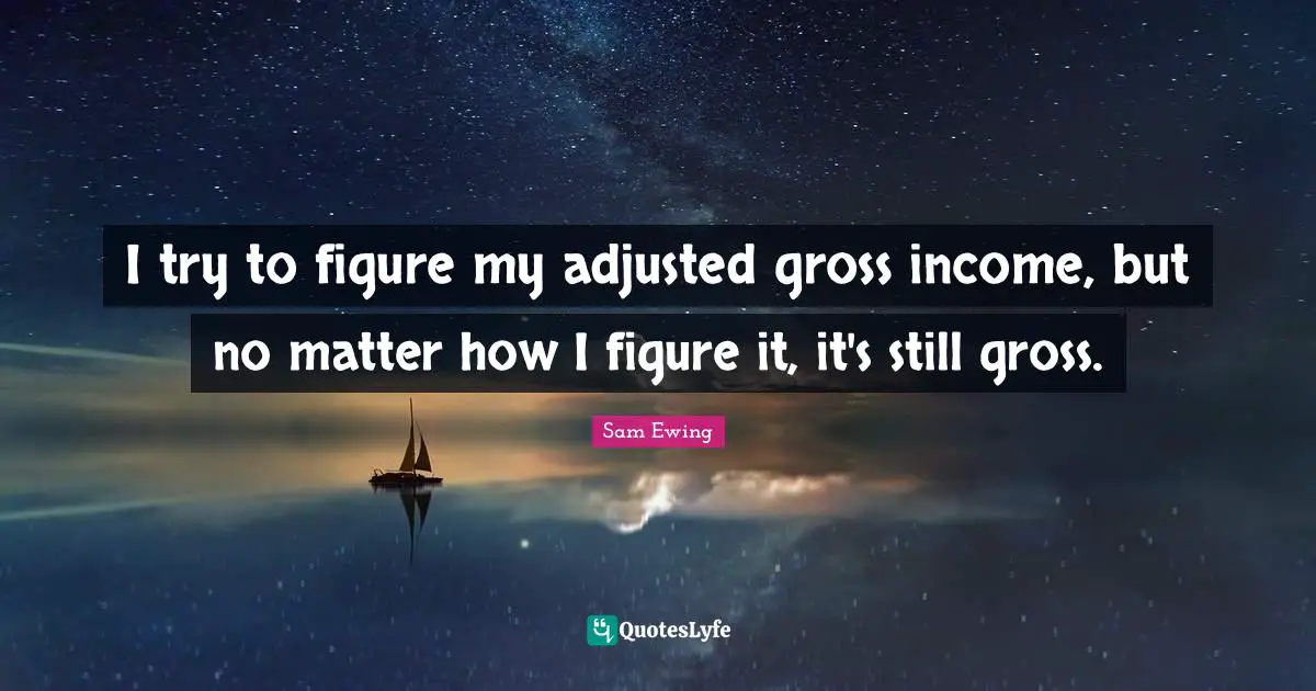 I try to figure my adjusted gross income, but no matter how I figure it, it's still gross.