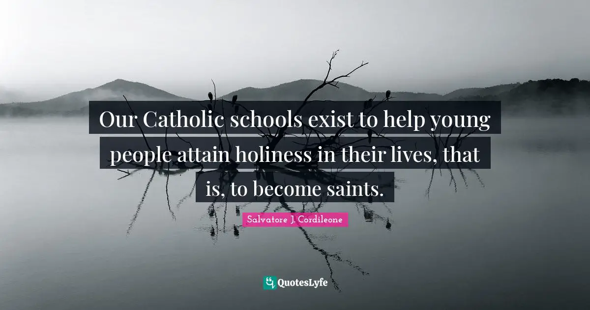 Our Catholic schools exist to help young people attain holiness in their lives, that is, to become saints.