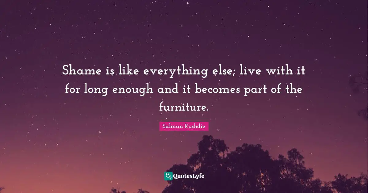 Shame is like everything else; live with it for long enough and it becomes part of the furniture.