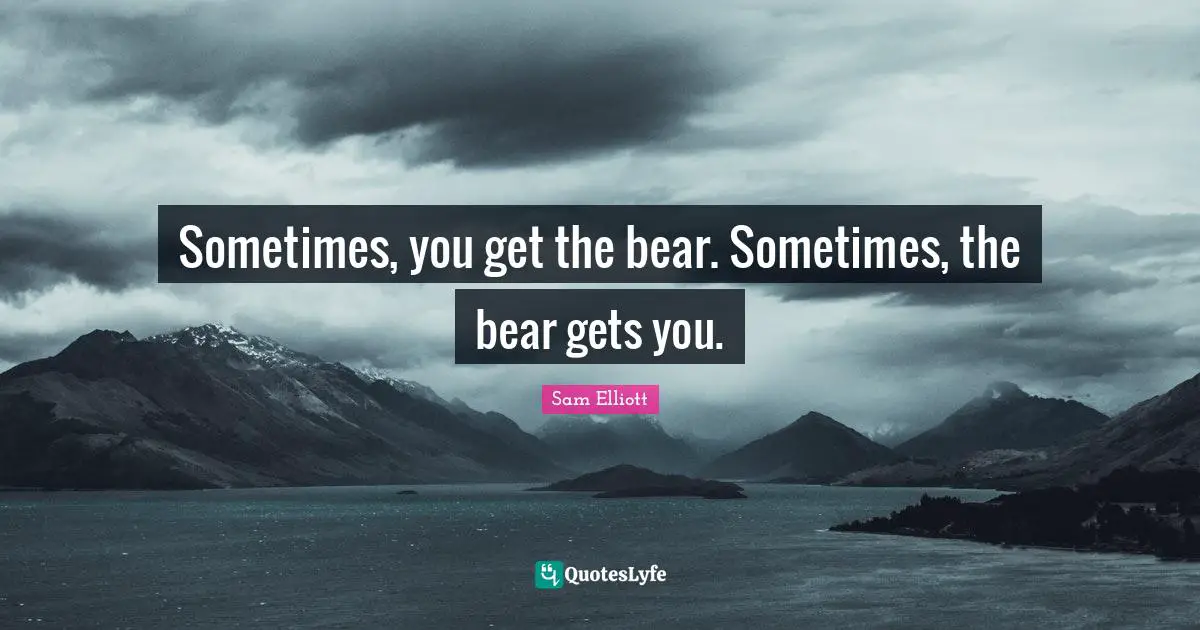 Hockey Quotes: "Sometimes, you get the bear. Sometimes, the bear gets you."